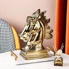 马雕像金色马头工艺品轻奢欧式电镀金色陶瓷工艺品生肖马家居样板房客厅玄关创意摆件