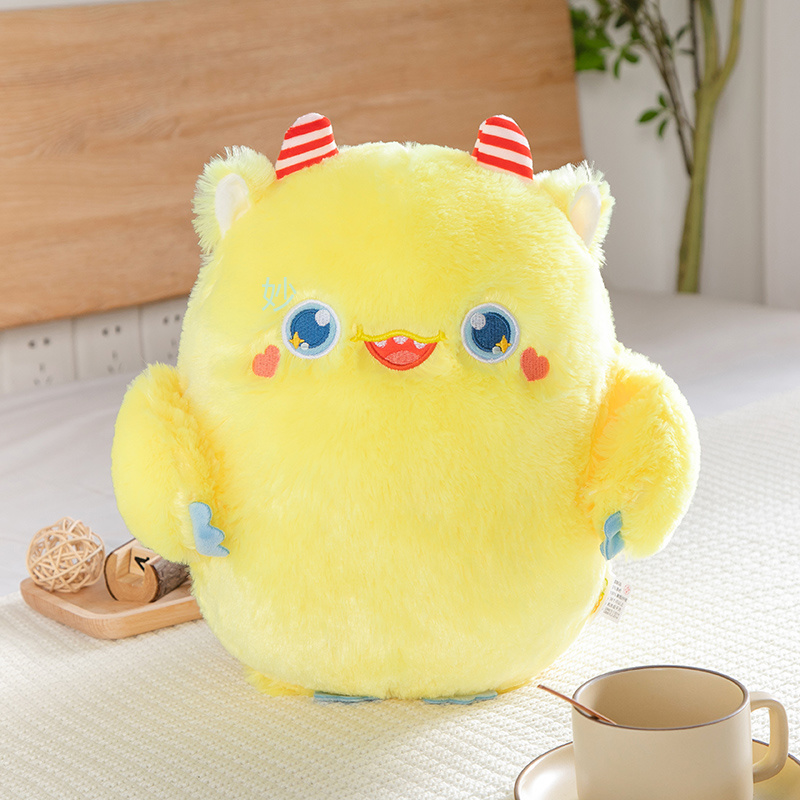 Soft throw pillow, backrest cushion, multi-functional comfort, creative bed, bedroom, birthday gift, nap pillow, little monster yellow