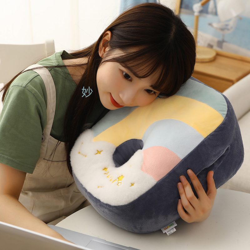 Soft throw pillow, cushion, seat cushion, multi-functional comfort, creative bed, bedroom, birthday gift, nap pillow, little rainbow, crown grey Application Scenario