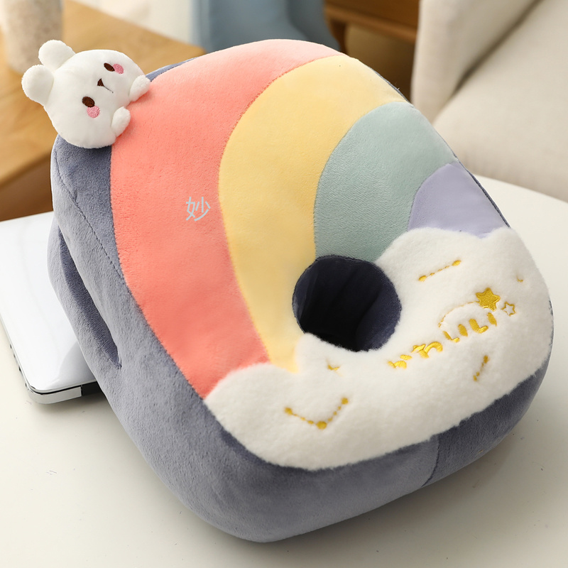 Soft throw pillow, cushion, seat cushion, multi-functional comfort, creative bed, bedroom, birthday gift, nap pillow, little rainbow animal