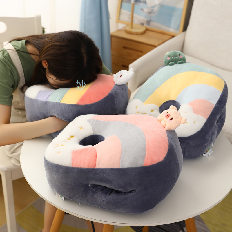 Soft throw pillow, cushion, seat cushion, multi-functional comfort, creative bed, bedroom, birthday gift, nap pillow, little rainbow, crown grey details Picture
