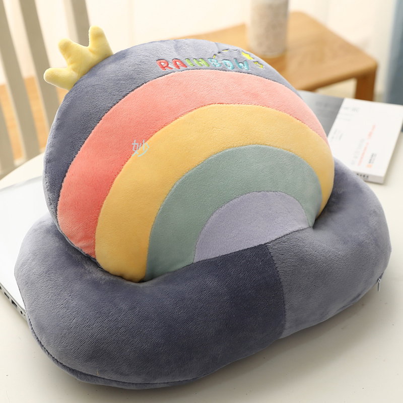 Soft throw pillow, cushion, seat cushion, multi-functional comfort, creative bed, bedroom, birthday gift, nap pillow, little rainbow, crown grey
