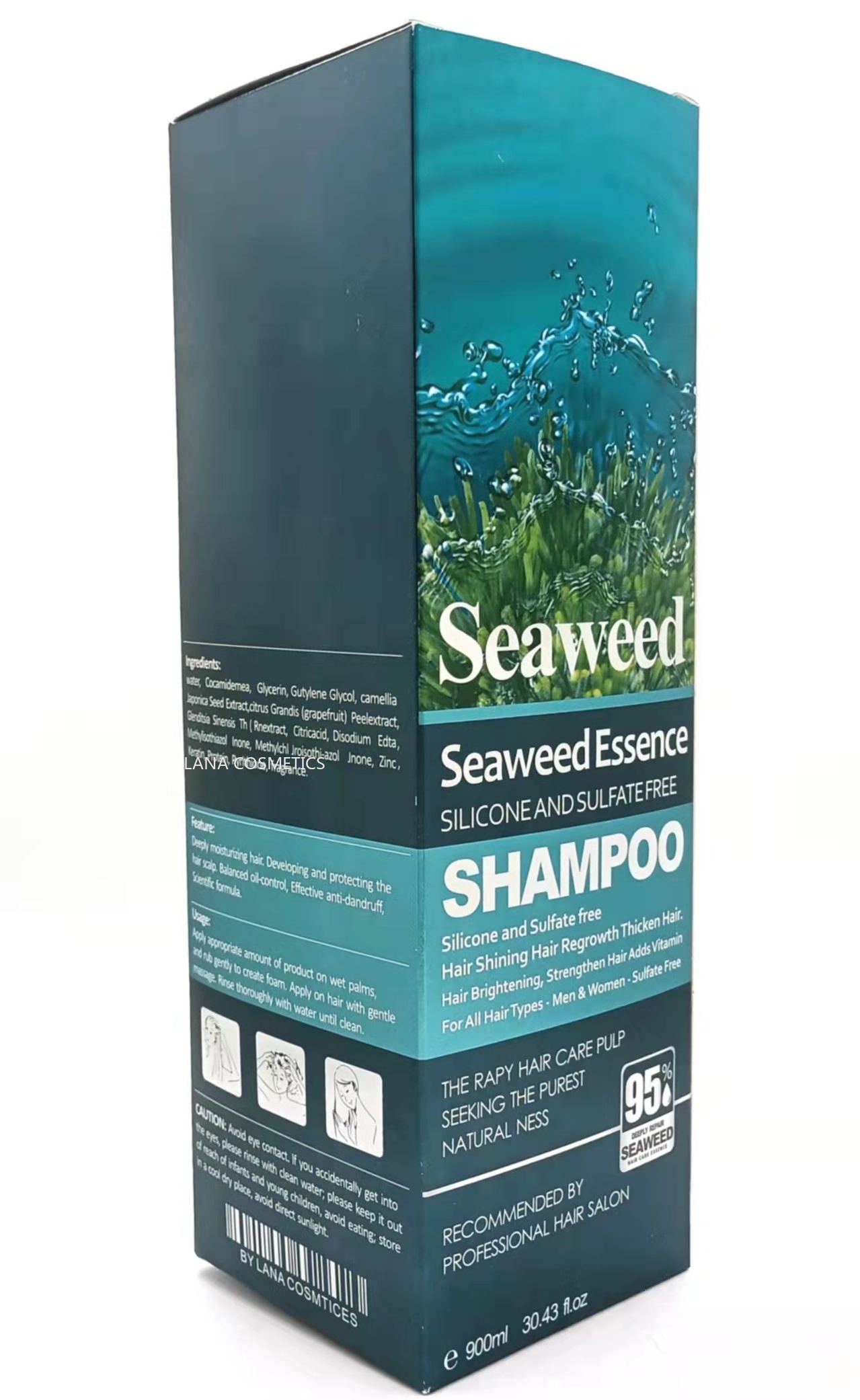 LANA 海藻洗发水900ml 去屑 止痒 去油 全方位修复 改善毛躁发质详情图4