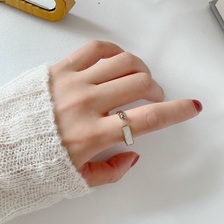 聚新饰品0003ins冷淡风个性时尚小众设计贝壳长方形开口戒指女 网红食指指环潮