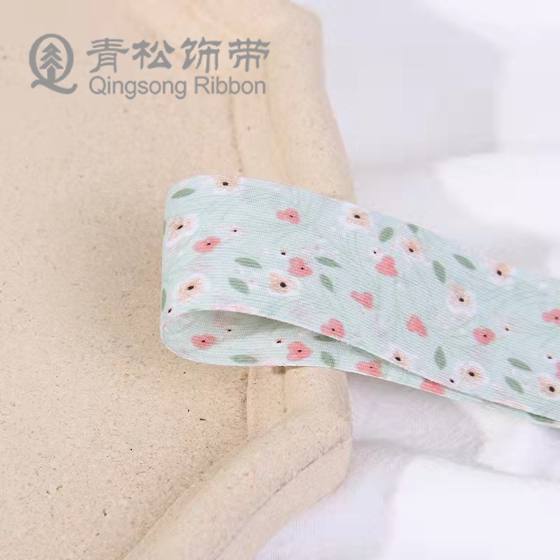 Green pine 2.5cm/3.8cm, Xiaohongshu fresh Floral Print, floral print webbing, hair accessories, headwear, diy handmade materials, hanging rope, flower packaging, headwear, clothing accessories, lace, edge straps, suspenders, belts Application Scenario