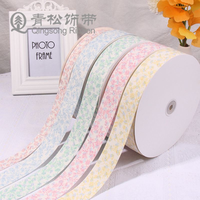Qingsong 2.5cm/3.8cm, the same style as Xiaohongshu, fresh and plain printed ribbon, floral woven ribbon, hair accessory, headwear, diy handcrafted materials, hanging rope, flower headwear, clothing accessories, lace, edge straps, halter belts details Picture