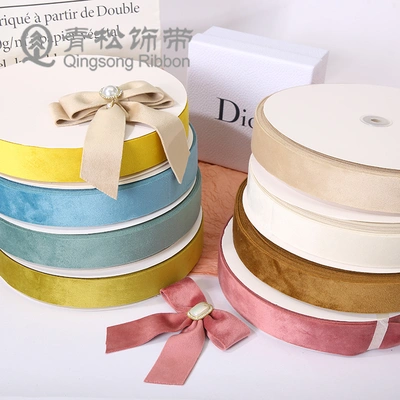 Green pine lace autumn winter double velvet ribbon ribbon bow ribbon card DIY through ribbon children's hair accessories DIY pendant gift packaging clothing materials Clothing accessories lace flowers packaging ribbon cake gift box binding thumbnail