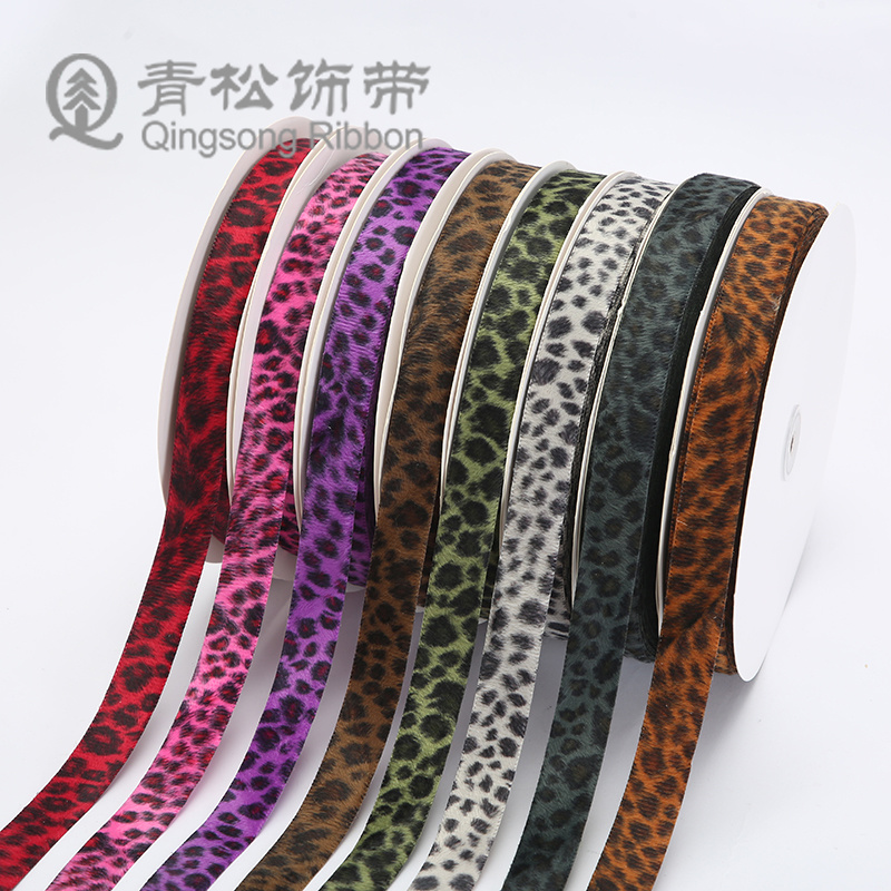 Pine ribbons, leopard print woven ribbons, thick single-sided bow ribbon cards for autumn and winter, DIY through woven ribbons, children's hair accessories, diy pendants, gift packaging, clothing materials, clothing accessories, lace, flower packaging ribbons, cake gift boxes, binding ribbons Item Picture