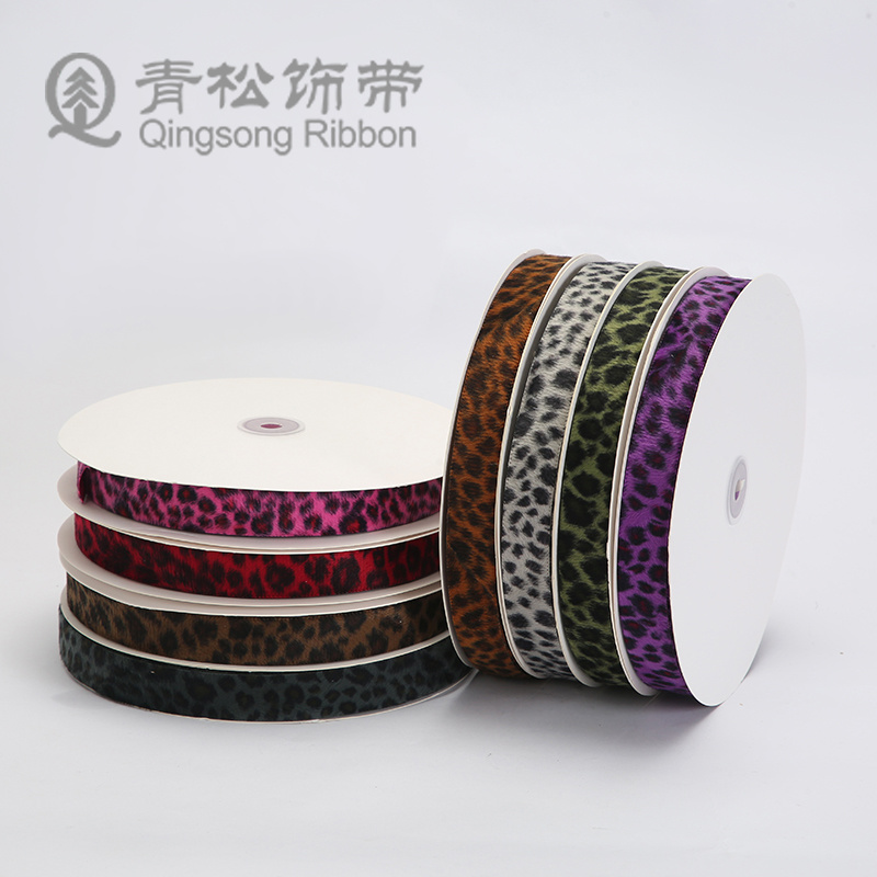 Pine ribbons, leopard print woven ribbons, thick single-sided bow ribbon cards for autumn and winter, DIY through woven ribbons, children's hair accessories, diy pendants, gift packaging, clothing materials, clothing accessories, lace, flower packaging ribbons, cake gift boxes, binding ribbons details Picture