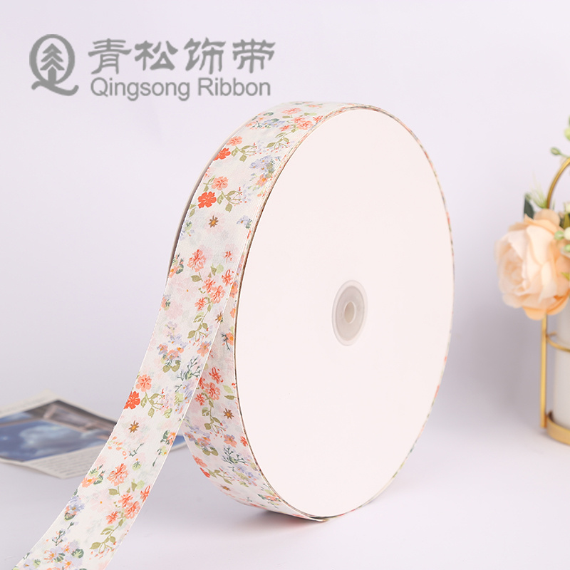 Green Pine Ribbon Fresh Small Floral Ribbon Ribbon Bow Ribbon Card Diy Ribbon For Children Hair Accessories Diy Pendant Gift Packaging Clothing Materials Clothing Accessories Lace Flower Packaging Ribbon Cake Gift Box Binding Specification drawing