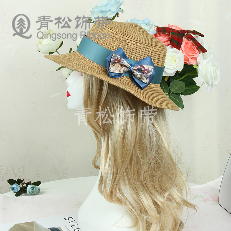 Pine ribbon, court-style oil painting floral woven ribbon, bow, ribbon card, DIY through woven ribbon, children's hair accessory, diy pendant, gift packaging, clothing materials, clothing accessories, lace, flower packaging, ribbon, cake, gift box, tie details Picture