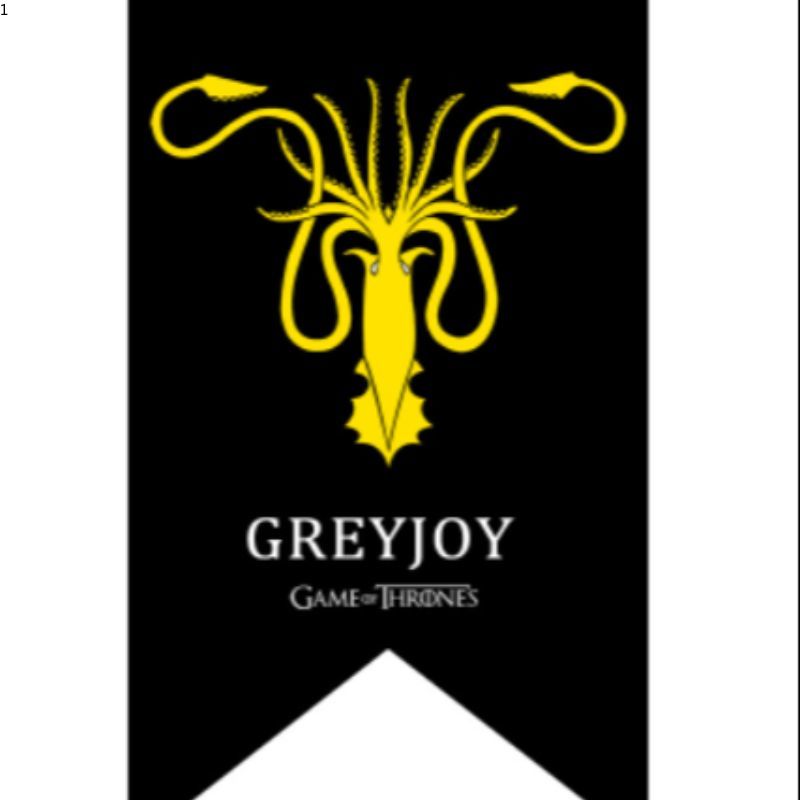现货批发 75*125 cm 权利游戏 装饰旗涤纶Greyjoy黑底黄章鱼图