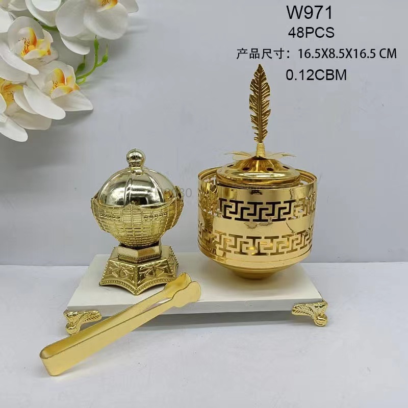 2022新款热销阿拉伯文字合金香炉套装 炭炉 工艺品礼品W971
