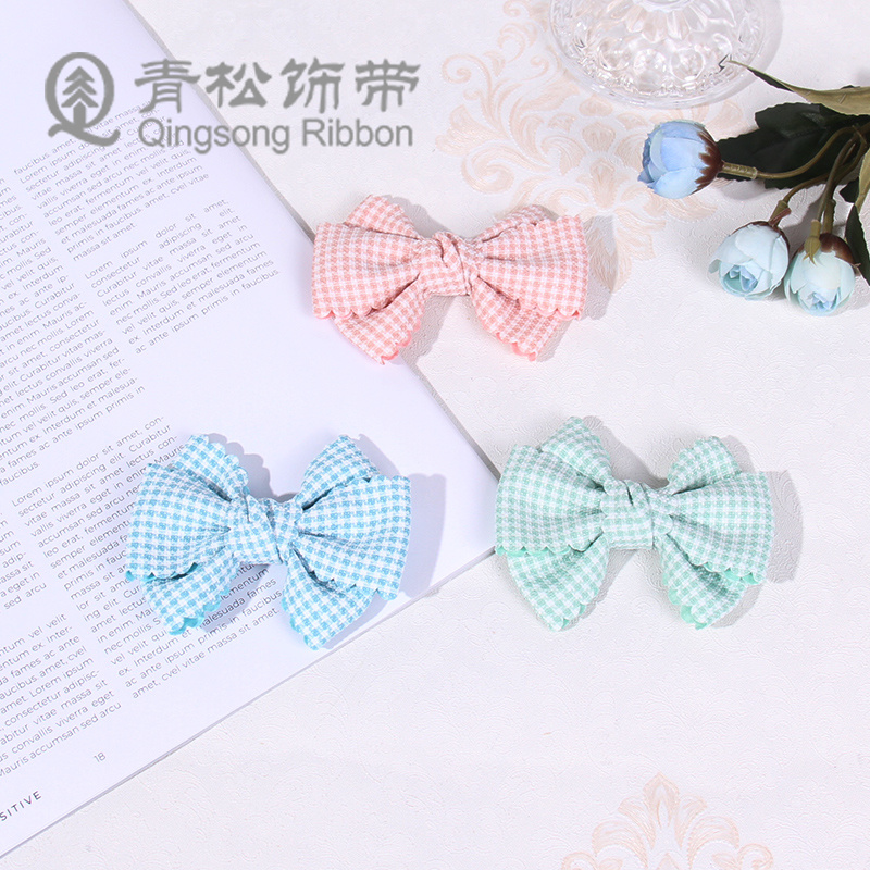 Green pine ribbons, fresh wavy fine checkered webbing, bow ribbons, ribbon cards, DIY through webbing, children's hair accessories, lace pendants, gift packaging, clothing materials, clothing accessories, lace, flower packaging, ribbon cakes, gift boxes, binding straps details Picture