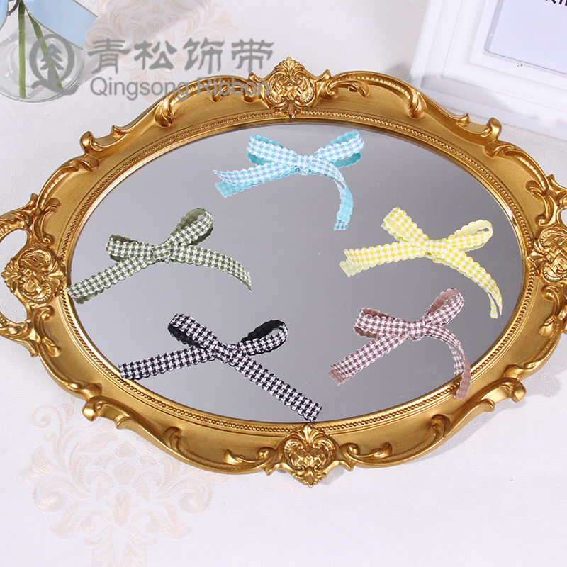 Green pine ribbons, fresh wavy fine checkered webbing, bow ribbons, ribbon cards, DIY through webbing, children's hair accessories, lace pendants, gift packaging, clothing materials, clothing accessories, lace, flower packaging, ribbon cakes, gift boxes, binding straps Specification image