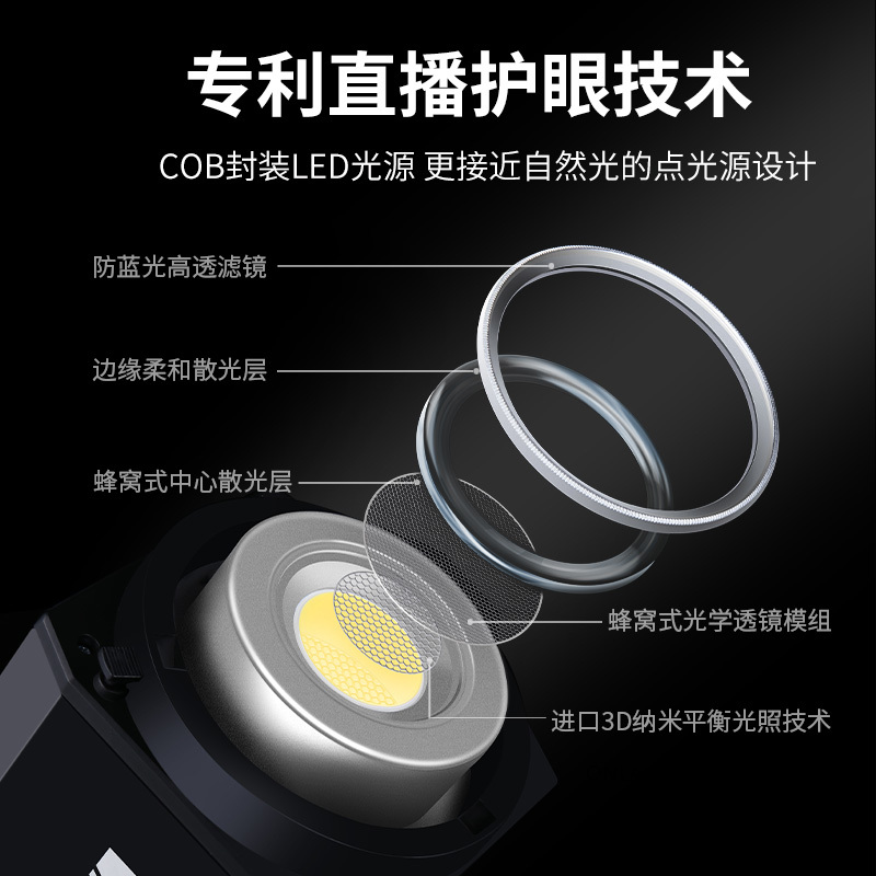 ONLASR 300W photography constant light led fill light, lighting for live-streaming rooms of Internet celebrities, high-brightness photo light for children's food videos, and lighting and fill light for live-streamers Specification image