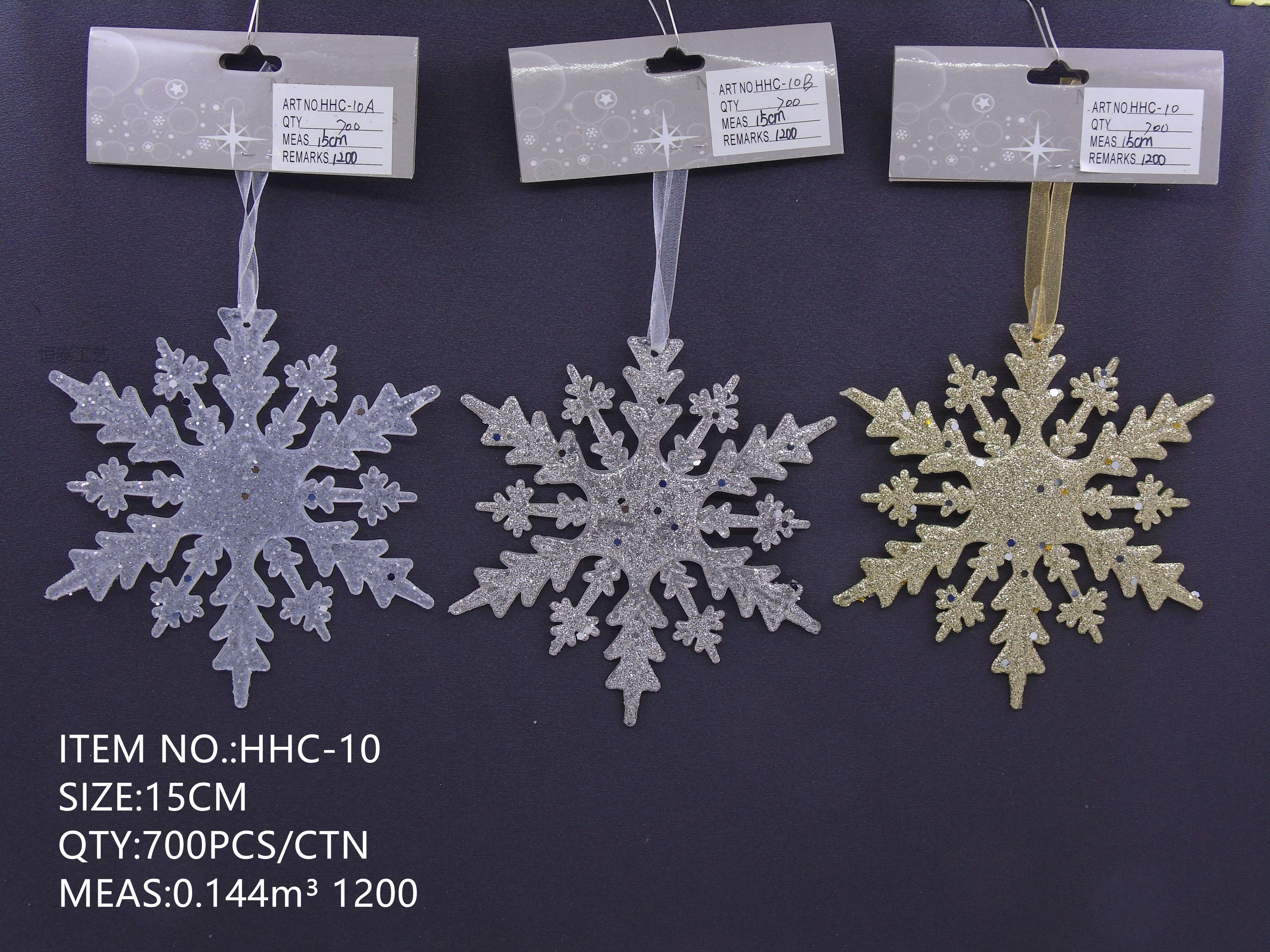 15CM Christmas powder-sprinkled acrylic snowflake pendant decoration pic 1