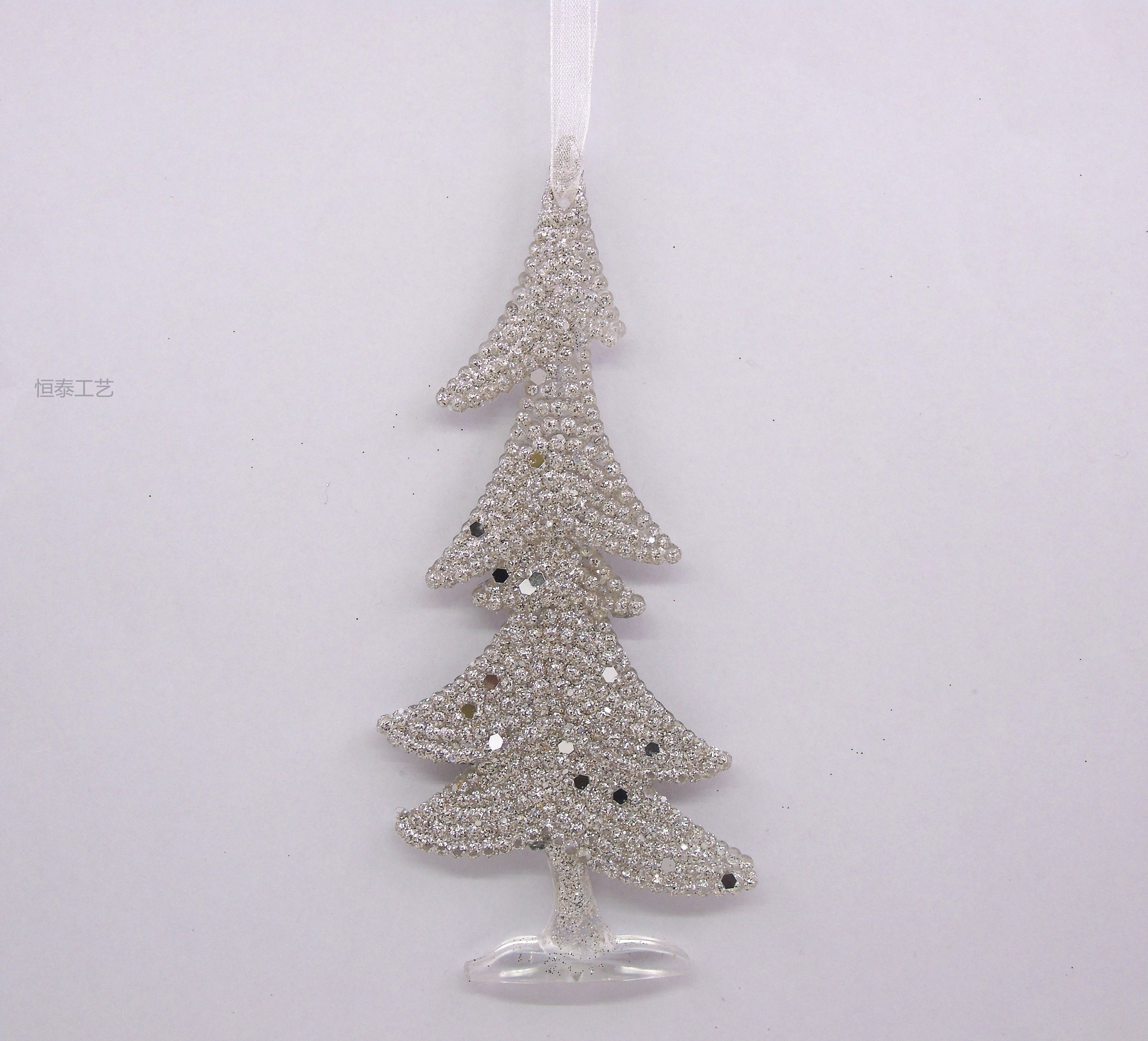 6.5X15CM Christmas powder-sprinkled small tree acrylic pendant pic 3