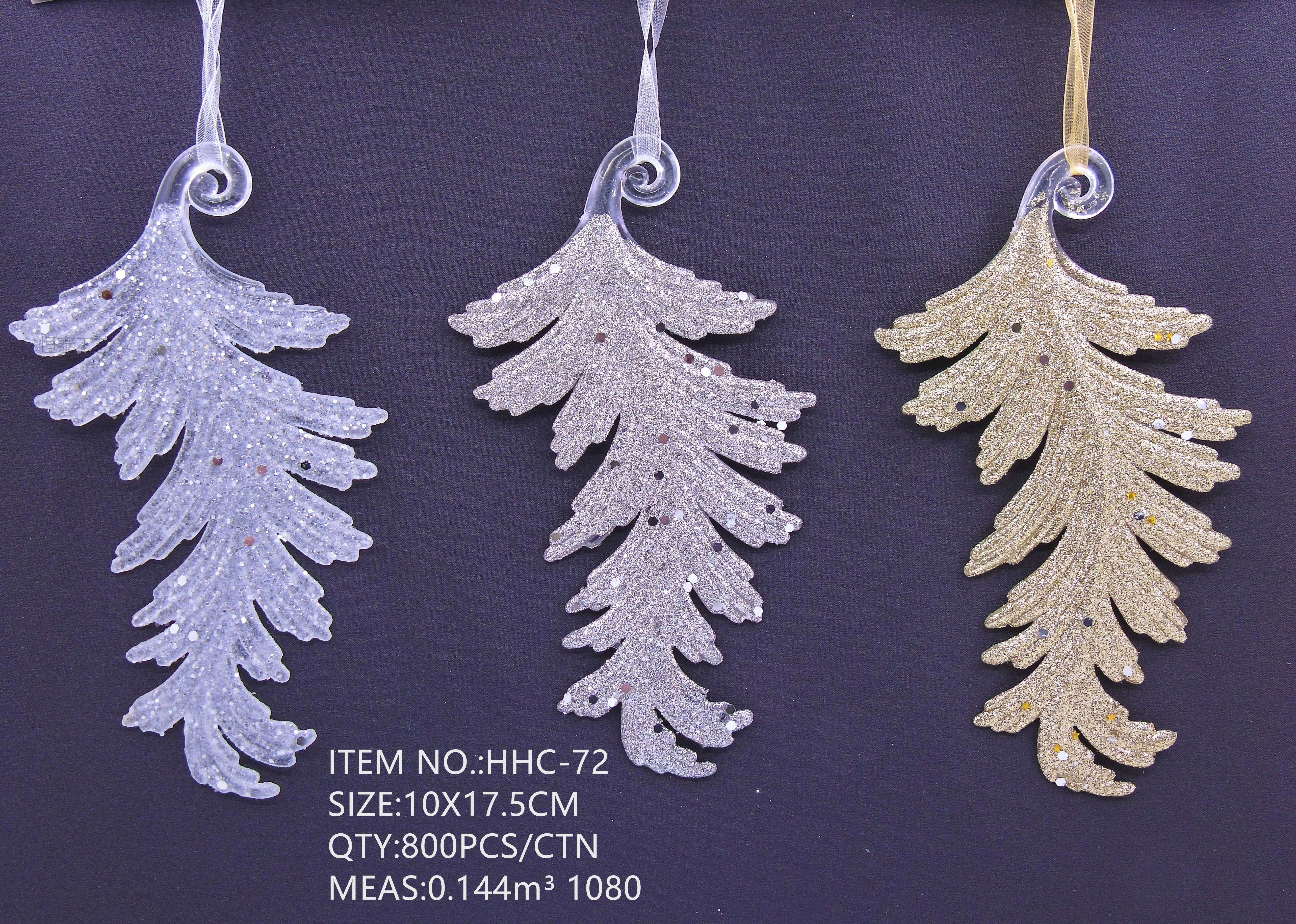 10X17.5CM Christmas powder-sprinkled acrylic leaf pendant decoration pic 1