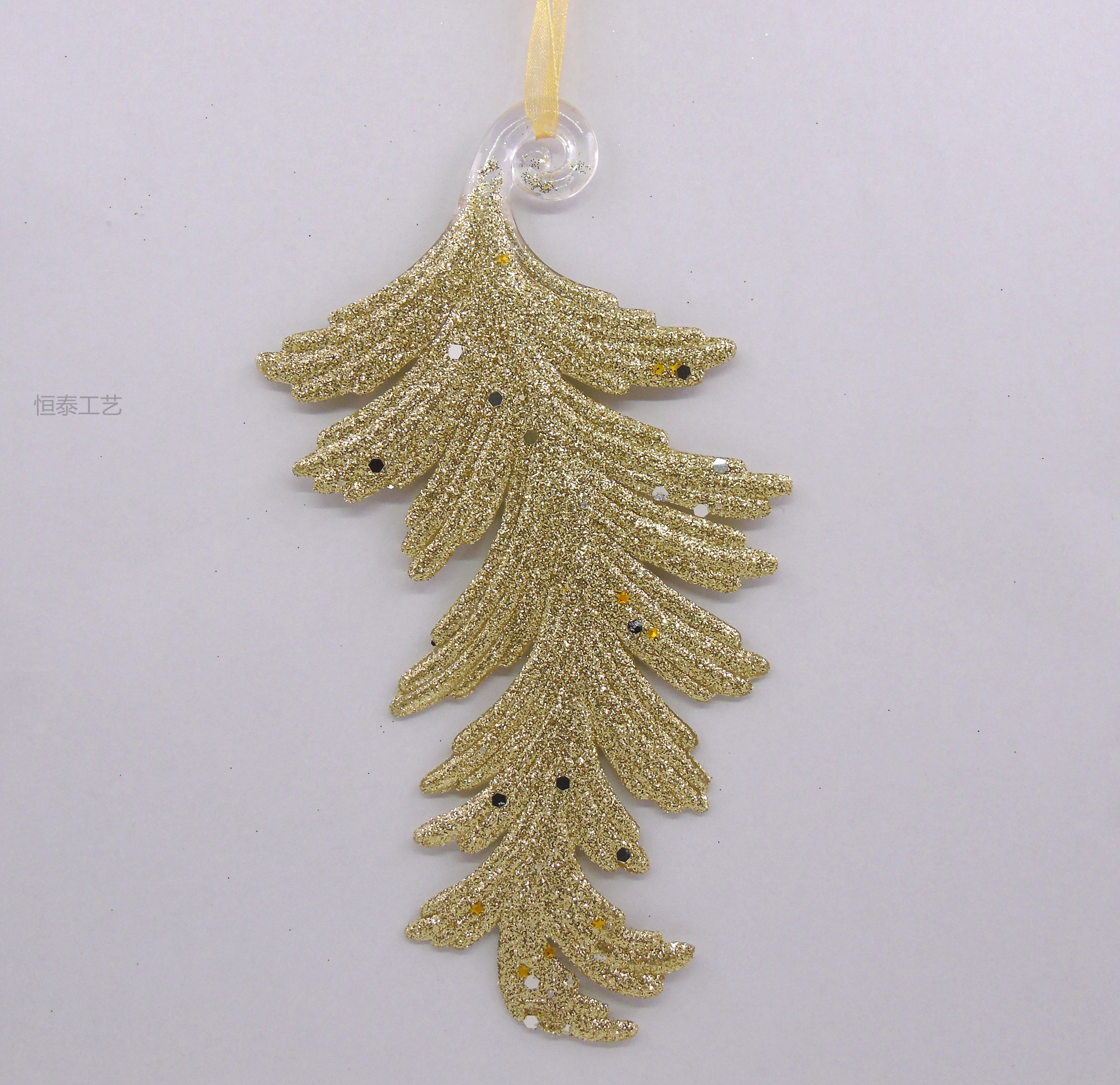 10X17.5CM Christmas powder-sprinkled acrylic leaf pendant decoration pic 4