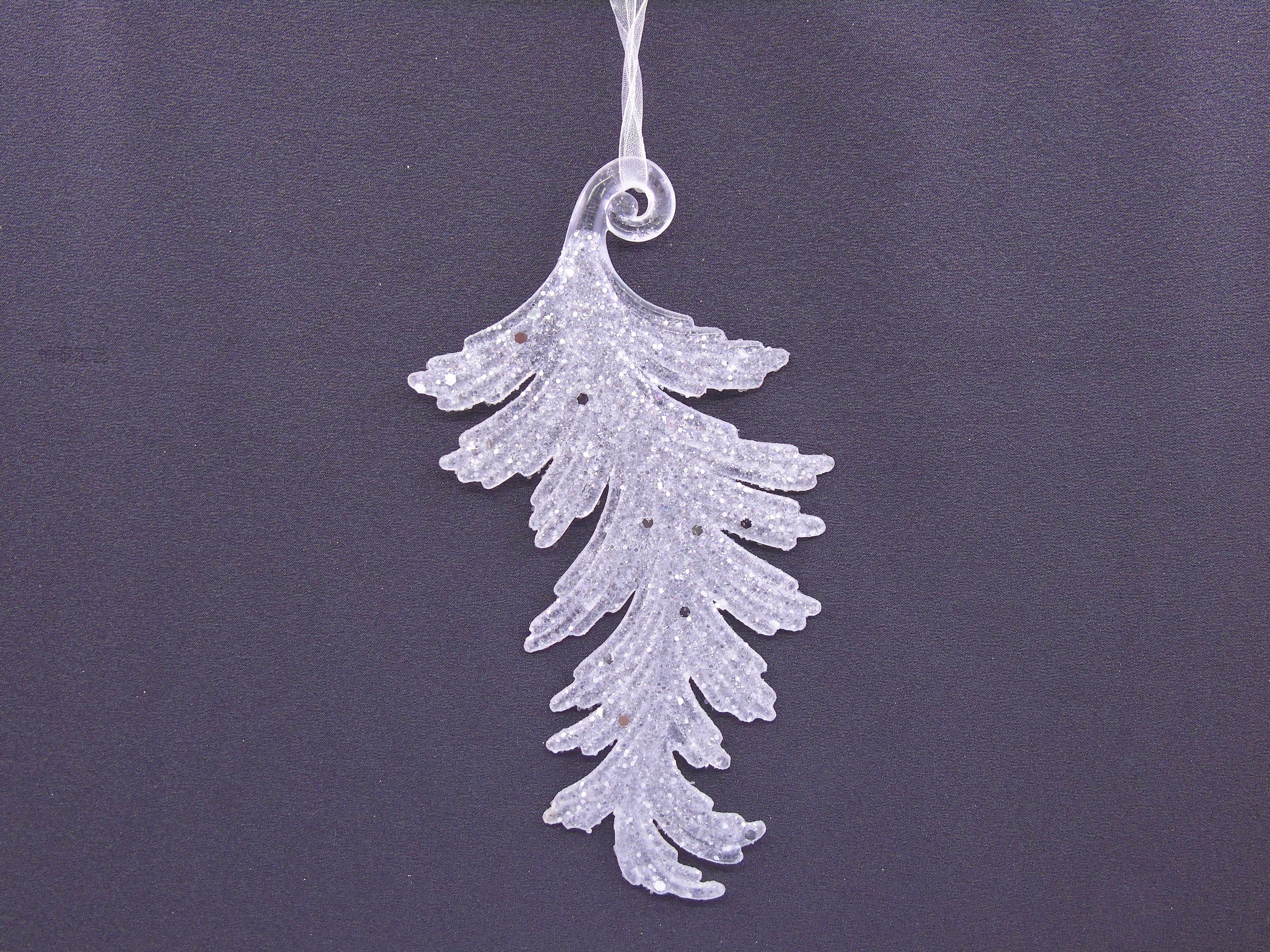 10X17.5CM Christmas powder-sprinkled acrylic leaf pendant decoration pic 2