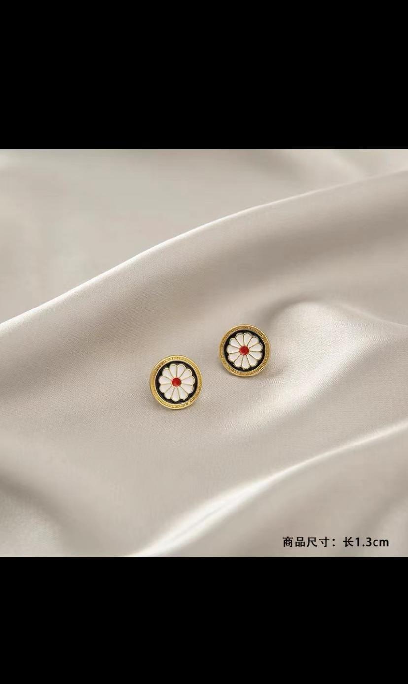 美之琴时尚韩版潮流饰品011姜黄色简约时尚圆形耳钉