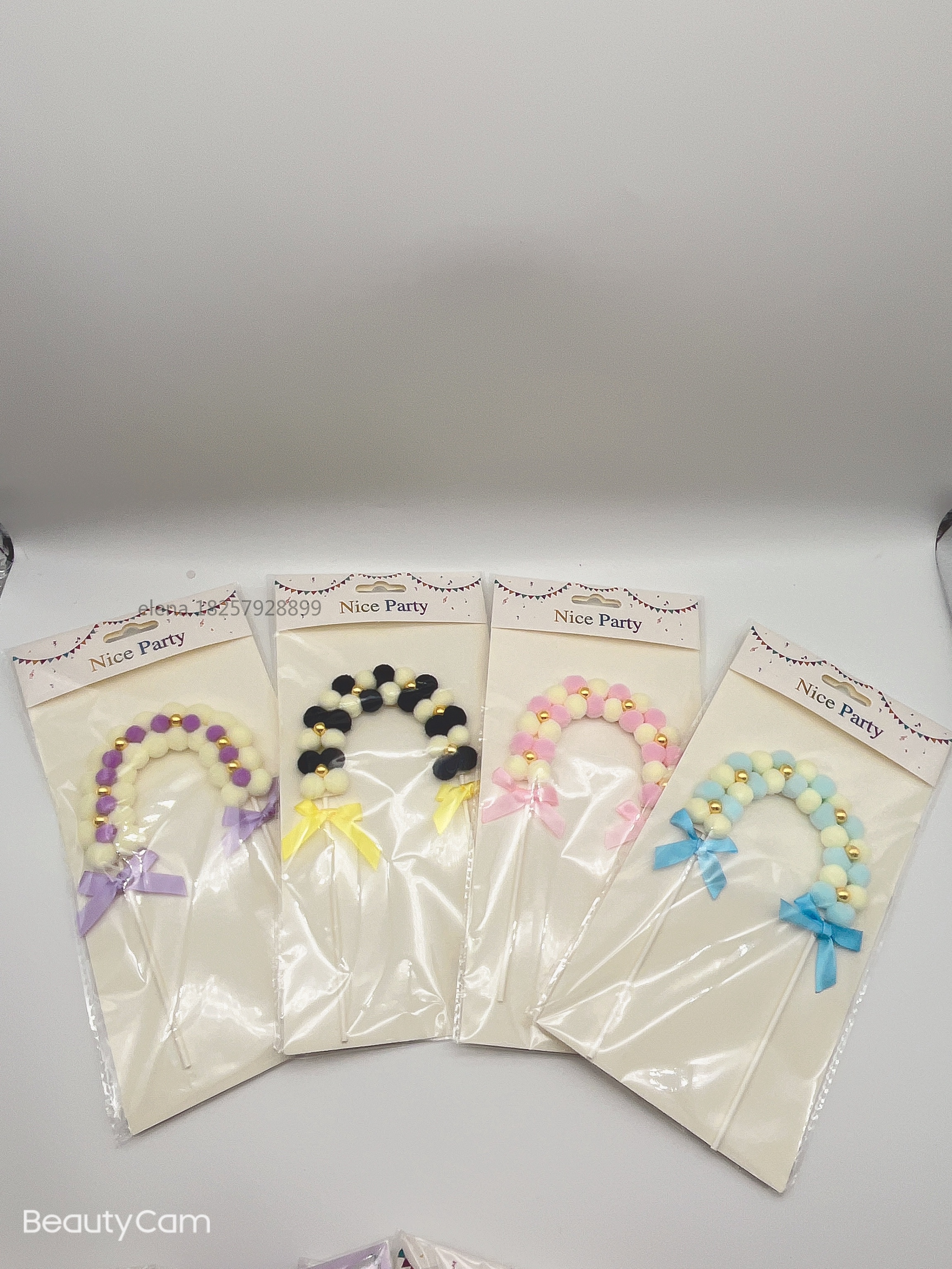 新款 生日蛋糕装饰毛球亚克力蛋糕插牌烘焙甜品装饰插件