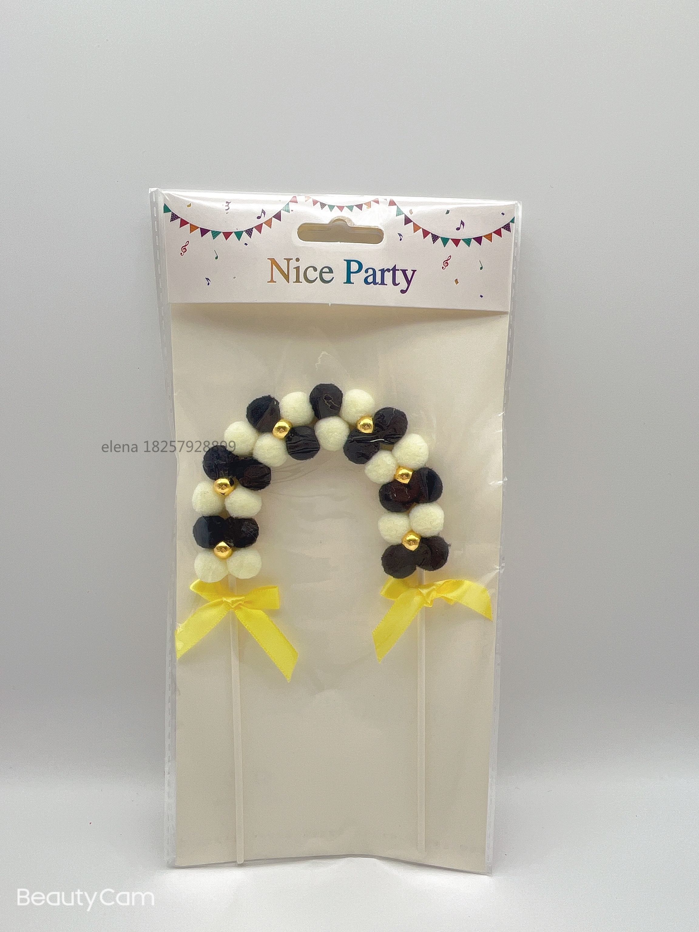 New birthday cake decoration pom-pom acrylic cake insert, baking dessert decoration plug-in Application Scenario