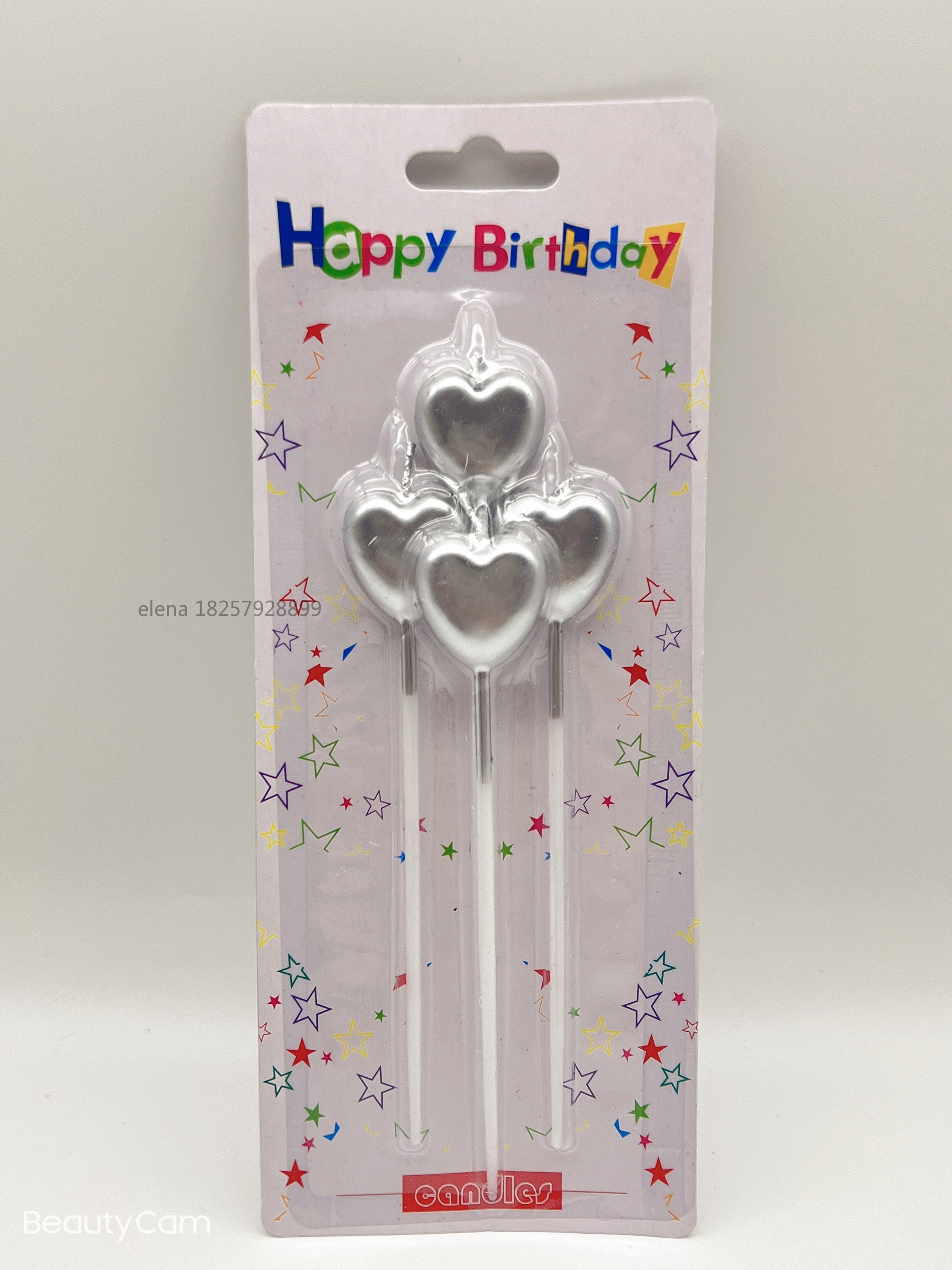 New heart-shaped heart birthday color-plated gold, silver rose gold, colorful festival party, anniversary celebration and wedding candles Specification image