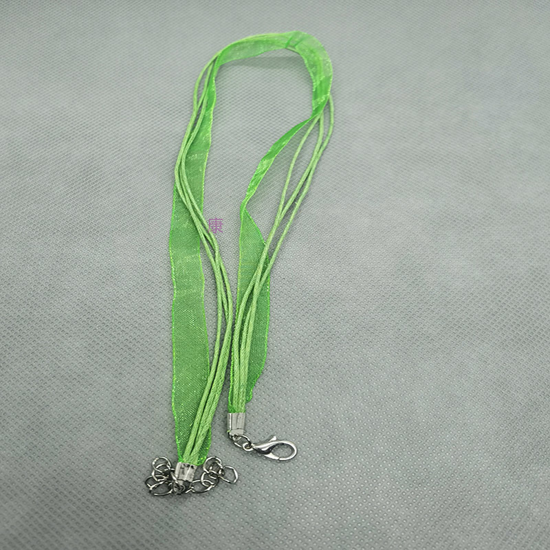纱绳浅绿色项链三根腊线和二公分丝带45cm详情图1