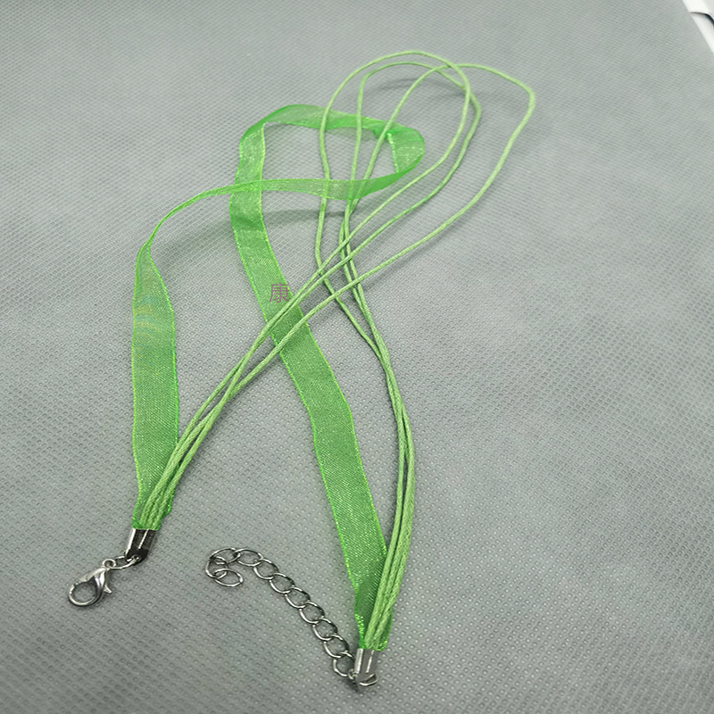 纱绳浅绿色项链三根腊线和二公分丝带45cm详情图4