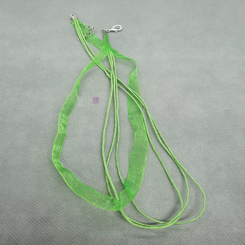 纱绳浅绿色项链三根腊线和二公分丝带45cm详情图5