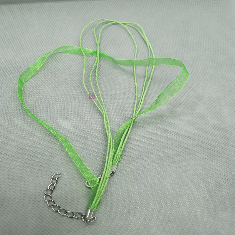 纱绳浅绿色项链三根腊线和二公分丝带45cm详情图3