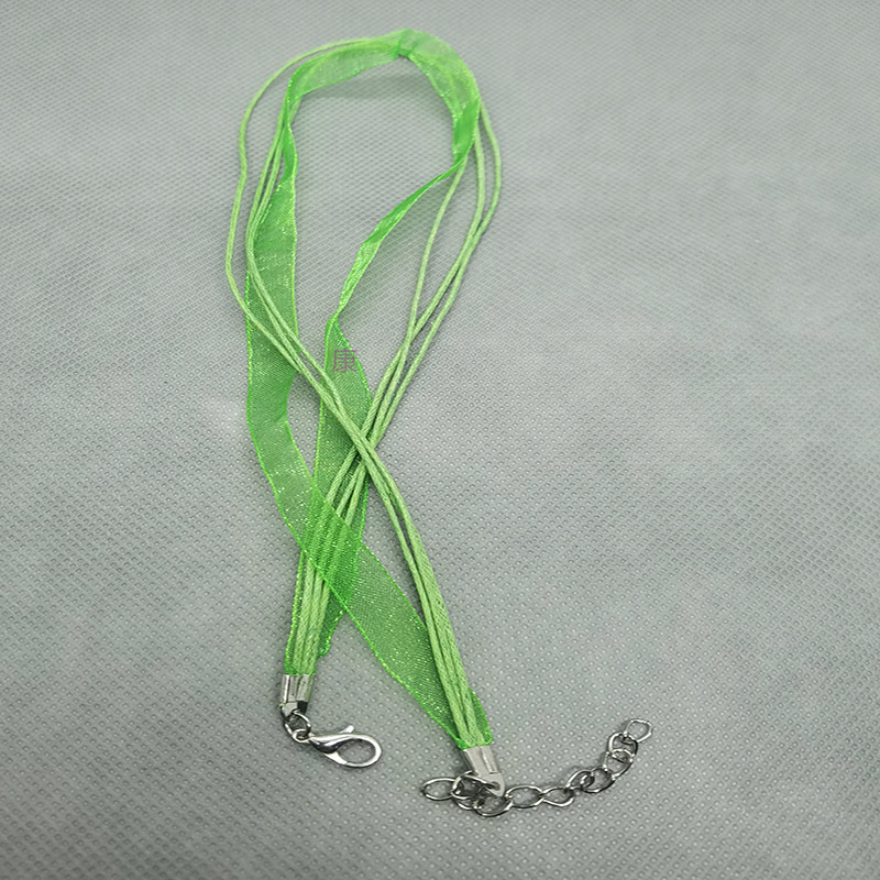纱绳浅绿色项链三根腊线和二公分丝带45cm详情图2