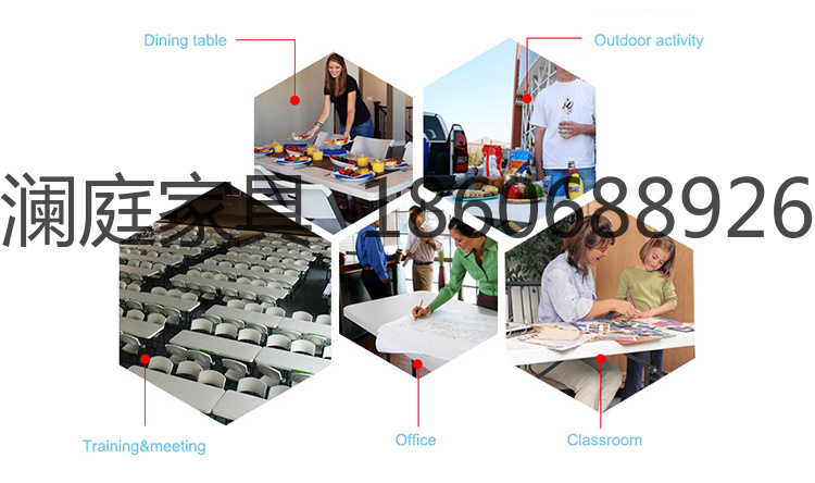 MZ166木纹户外折叠桌便携式长桌餐桌 培训会议吹塑木纹夜市折叠桌摆摊桌折叠桌详情3