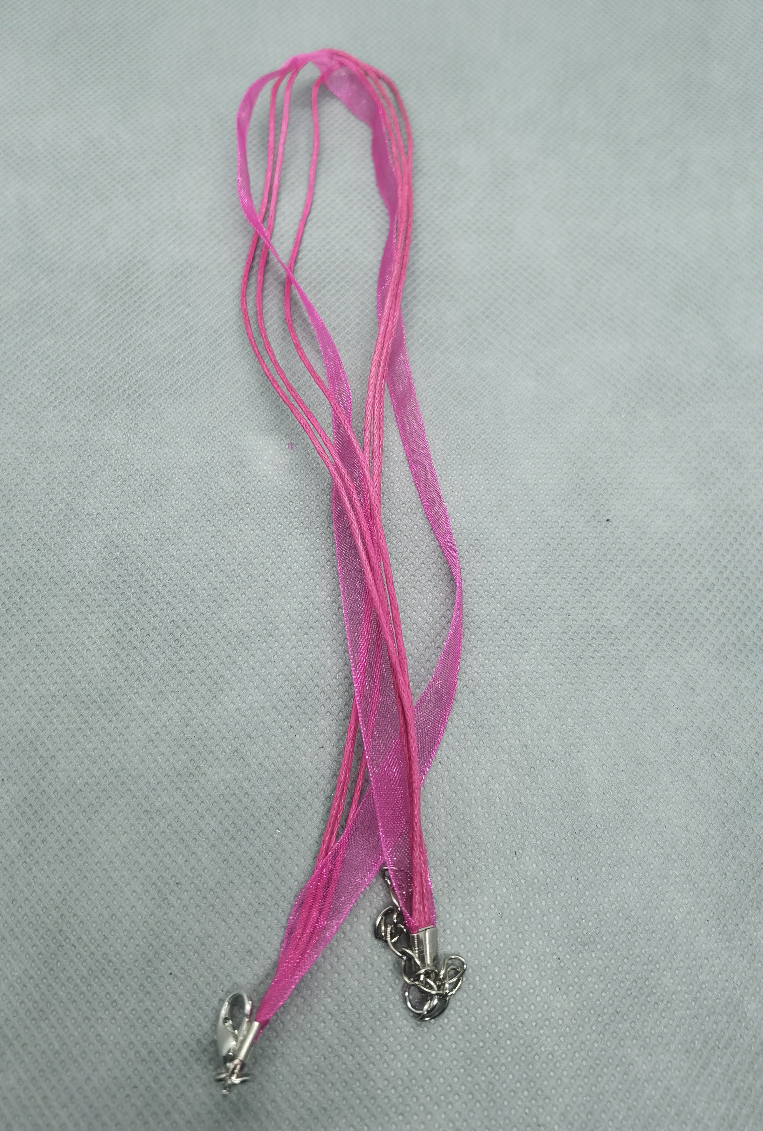 纱绳玫红色项链三根腊线和二公分丝带45cm详情图5