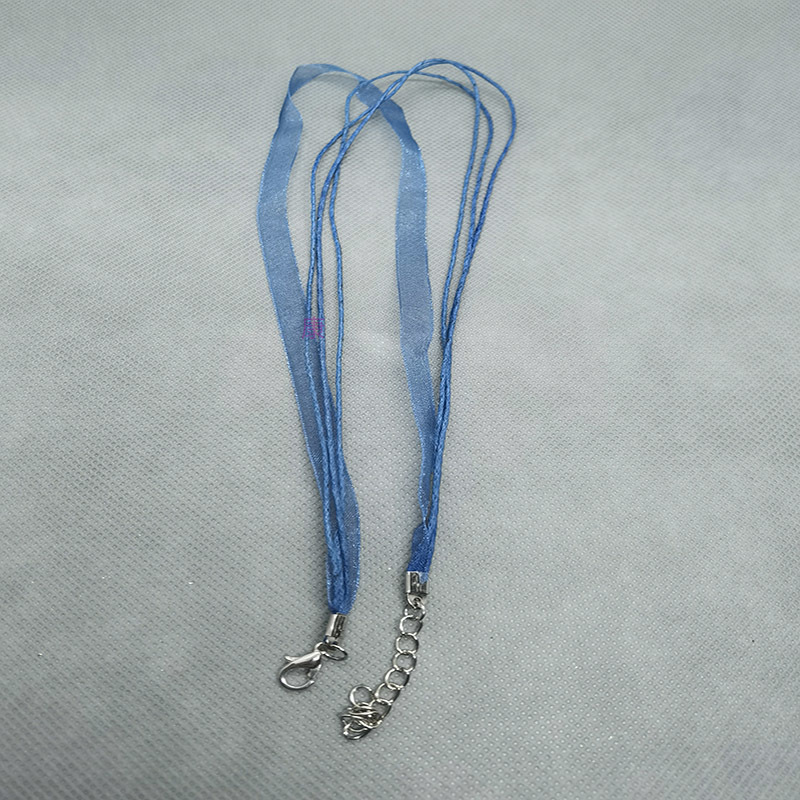 （单根）海蓝色纱绳项链3+1三根6mm海蓝色纱带和1.5mm海蓝色腊线长度43cm和5cm龙虾扣尾链1根详情图1