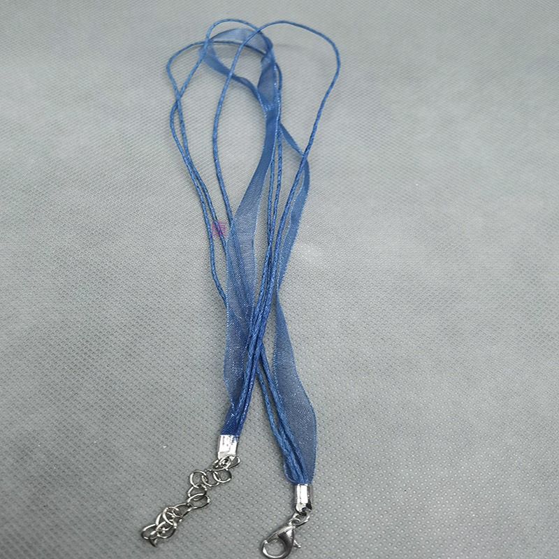 （单根）海蓝色纱绳项链3+1三根6mm海蓝色纱带和1.5mm海蓝色腊线长度43cm和5cm龙虾扣尾链1根详情图5