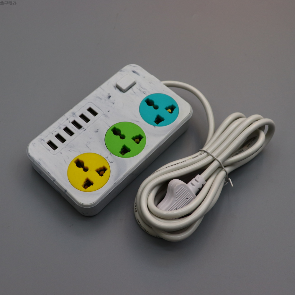 盒装 6USB 充电 插座 中东 也门 迪拜 伊拉克 黑色 白色 大理石纹 插排插座 厂家直销