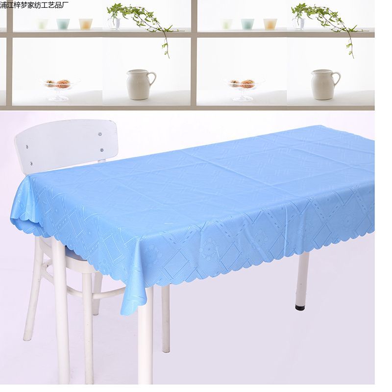 美式简约全涤提花餐桌桌布 素色菱形块台布 定做各种颜色和尺寸详情图4
