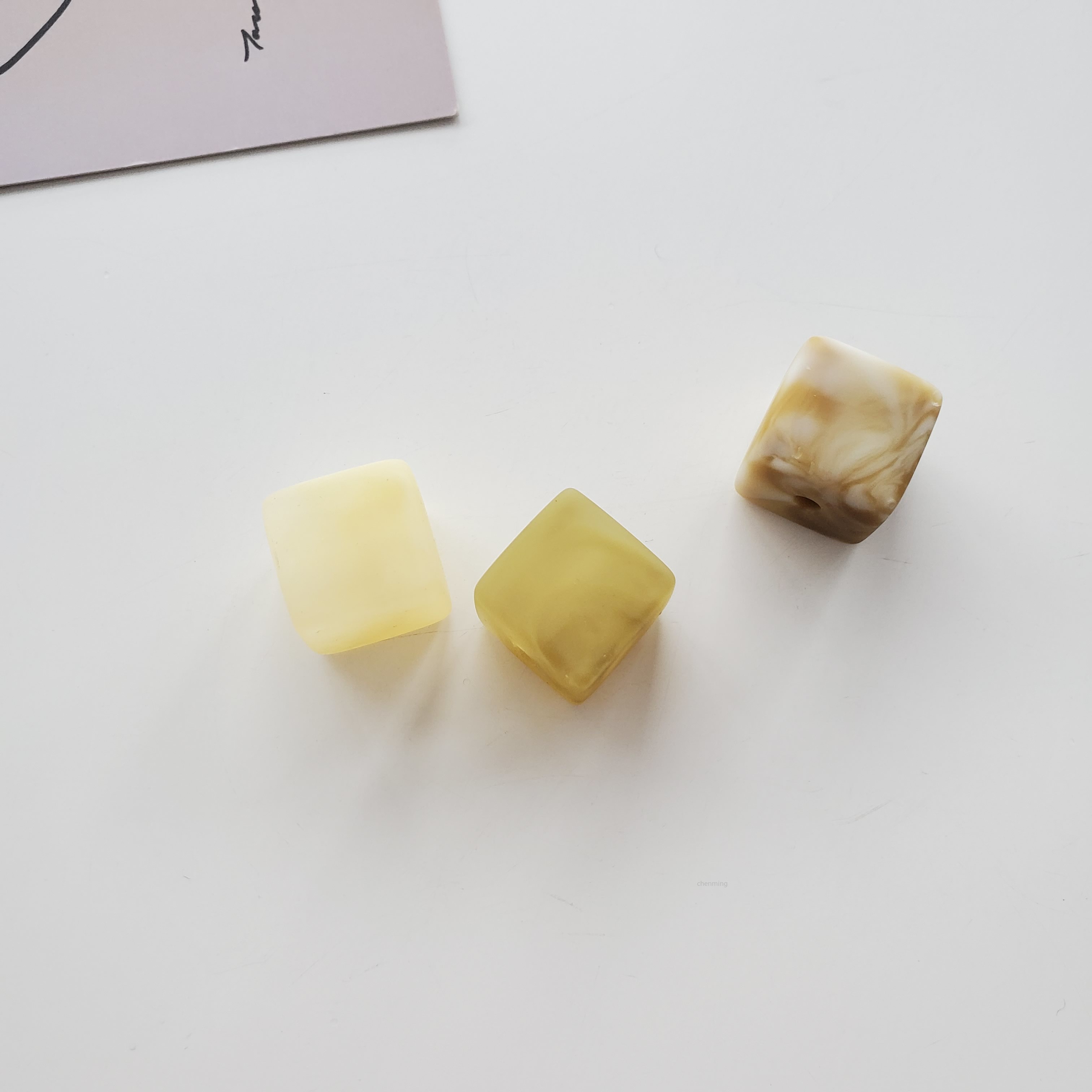 陈明饰品亚克力云雾哑光方形珠diy发饰头绳发圈手工制作发饰品配件详情2