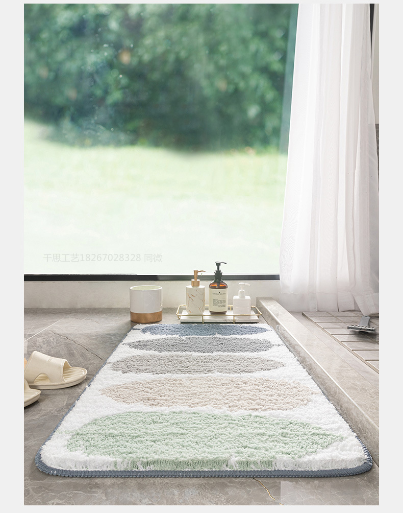 千思亚马逊简约ins家居地毯地垫跨境进门浴室吸水防滑脚垫卫生间地垫详情8