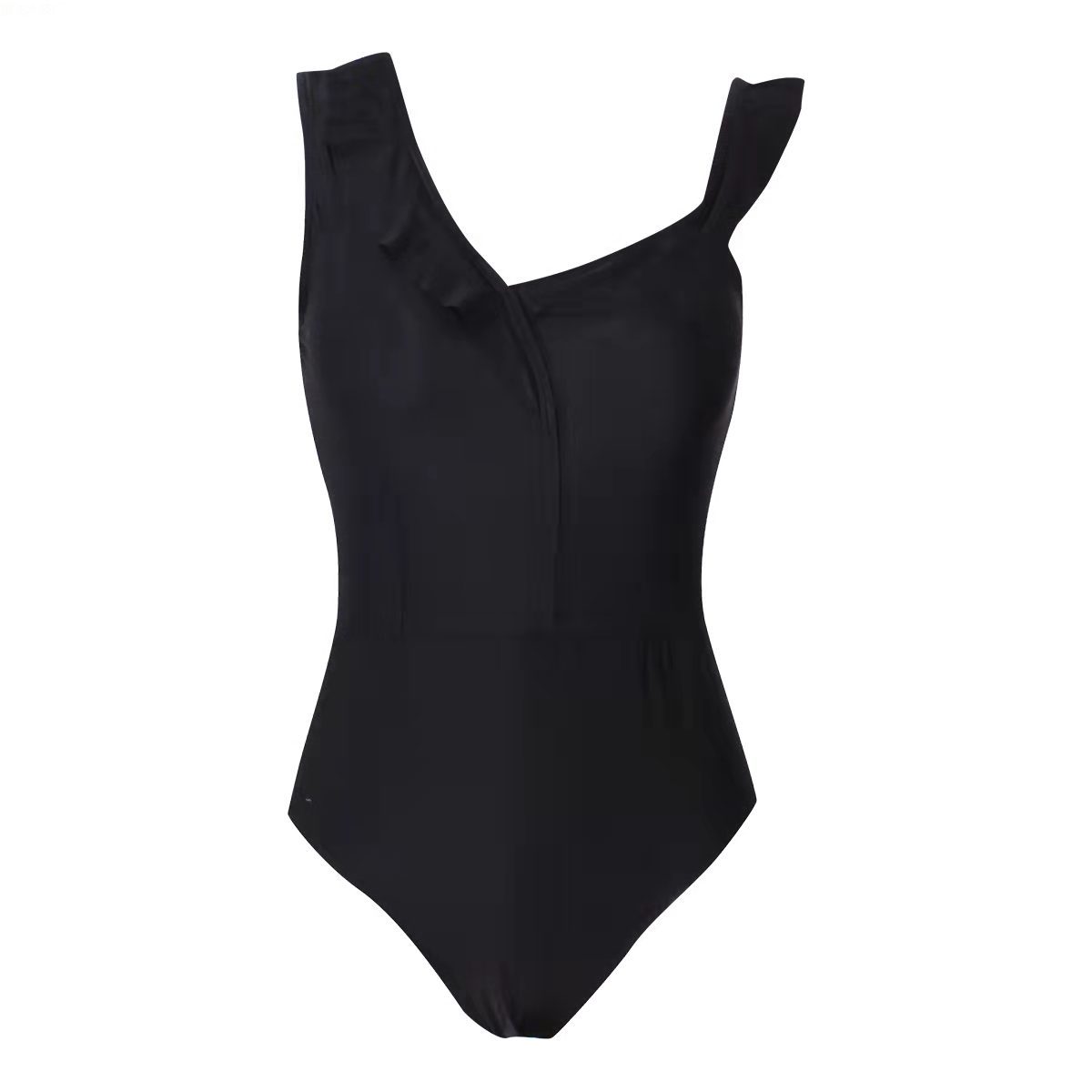 2022新款外单连体游泳衣女跨境时尚bikini纯色遮肚显瘦运动欧美泳装外贸厂商批发详情6