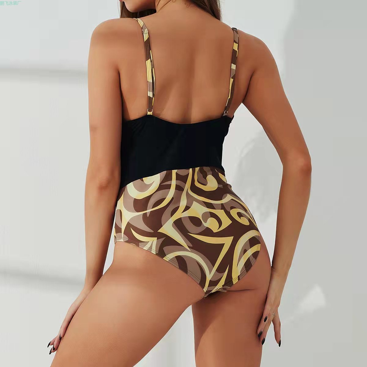 亚马逊新款跨境连体泳衣女性感欧美外单比基尼豹纹2711耐穿露背吊带bikini外贸2022泳装现货批发工厂直销详情5