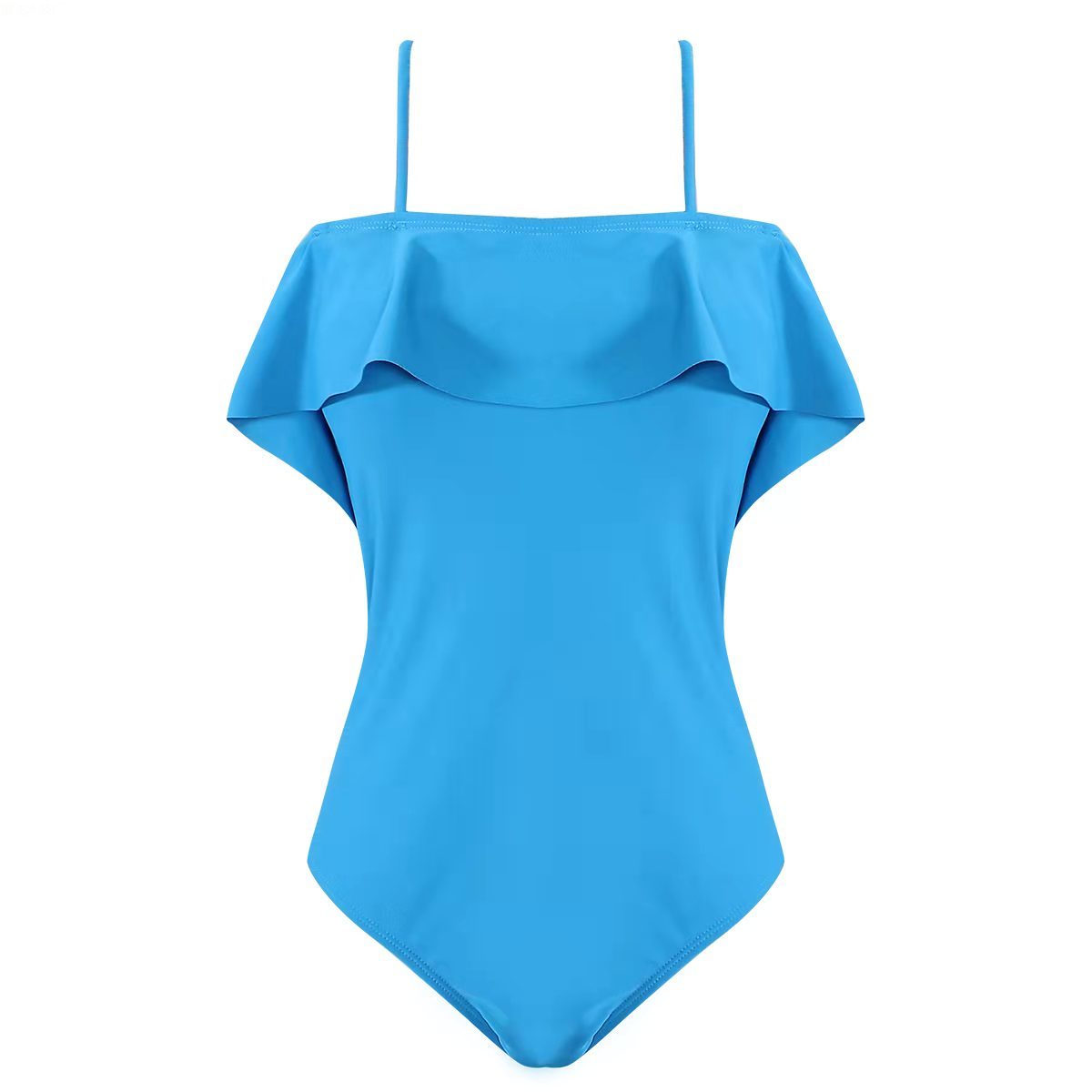 新款跨境连体遮肚游泳衣吊带比基尼外贸纯色耐穿bikini2022泳装女厂家批发现货定制详情6