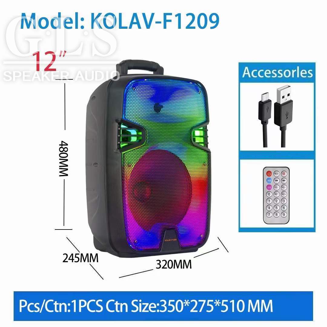 KOLAV-F1209 单12寸彩灯系列便携式音箱蓝牙无线音响收音机有线麦克风详情图3