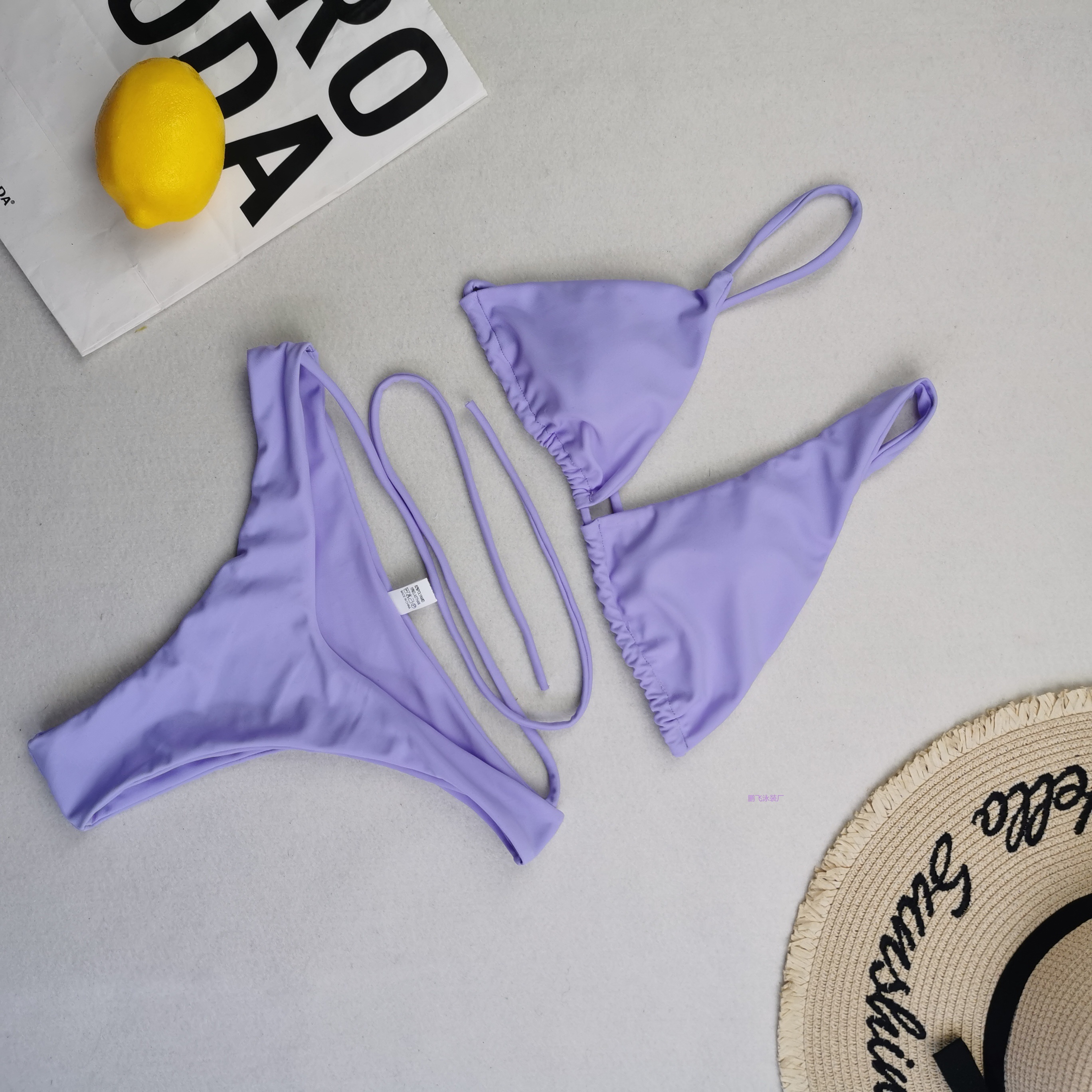 【工厂直销】外单游泳衣分体女亚马逊跨境Bikini豹纹纯色三角裤单肩欧美泳衣外贸比基尼性感泳装厂家批发2022年新款详情7