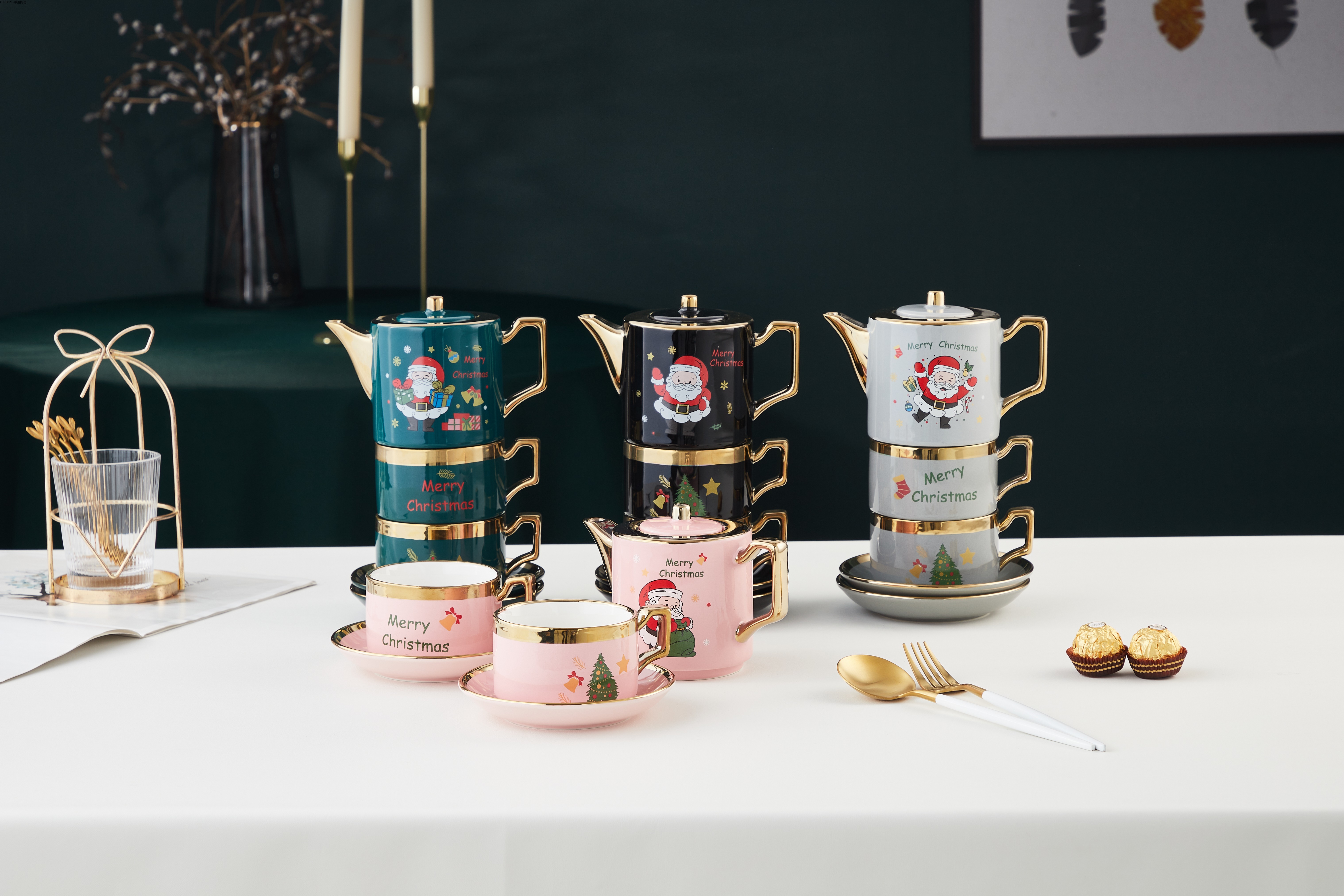 北欧式陶瓷茶壶杯子水杯整套杯圣诞老人茶具茶杯套装客厅家用送礼卓洽022详情2