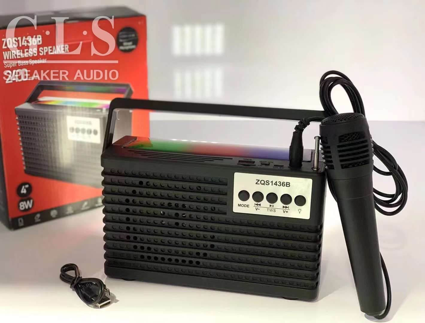 ZQS1436B  单4寸便携式音箱手提蓝牙无线音响炫彩灯光收音机详情图4