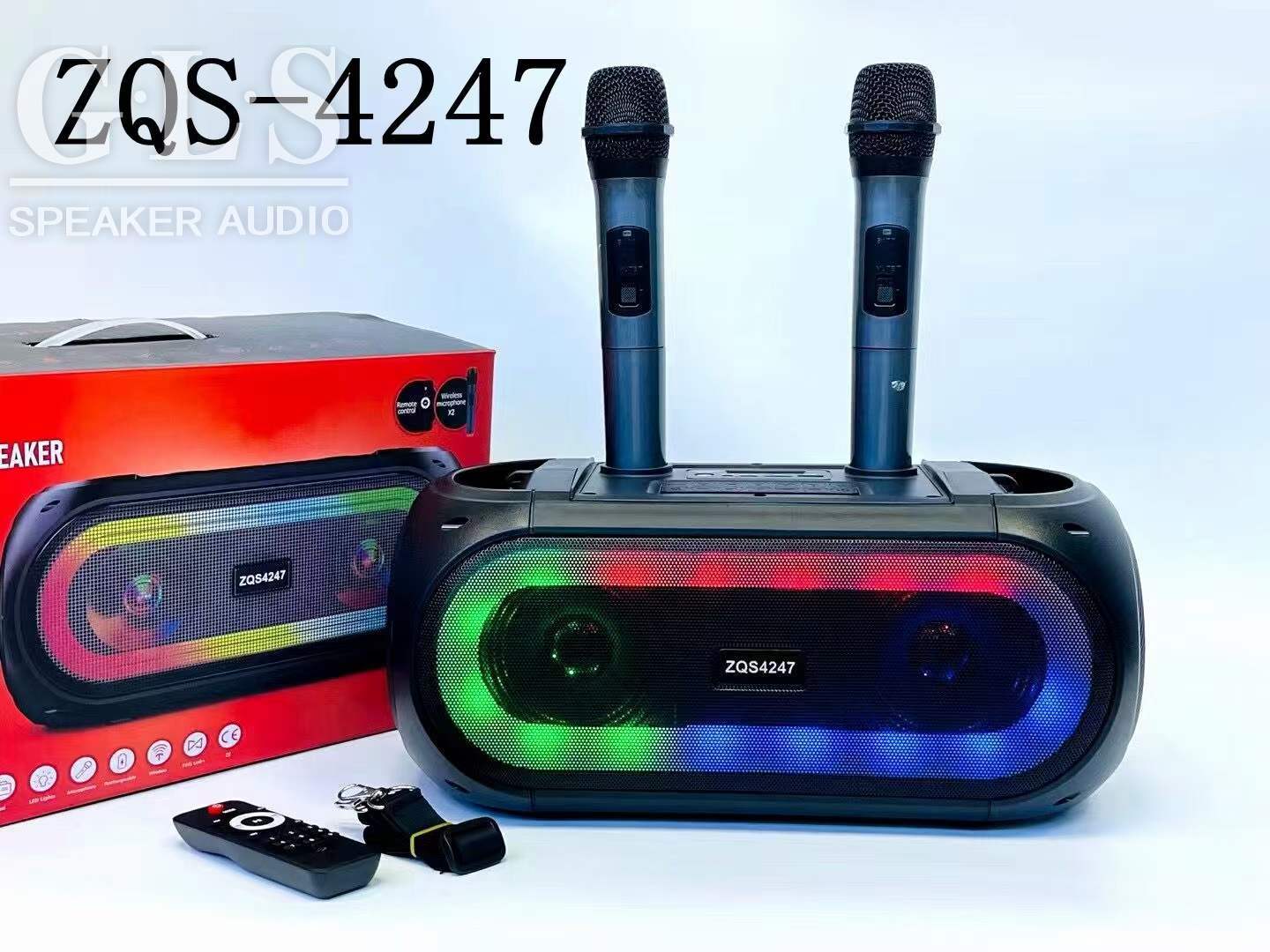 ZQS4247 Dual 4 "portable speakers Portable Bluetooth wireless sound radio dual wireless Mic